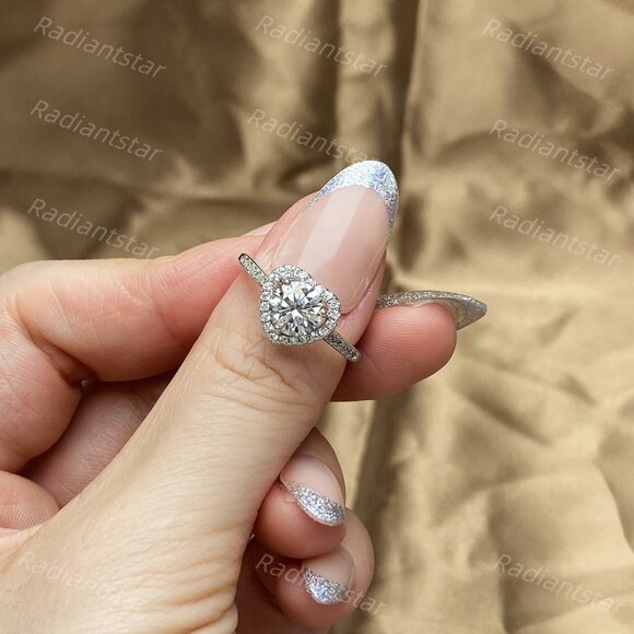 NEW Certified 1ct. t.w. Moissanite Halo Heart Ring - Picture 3 of 8